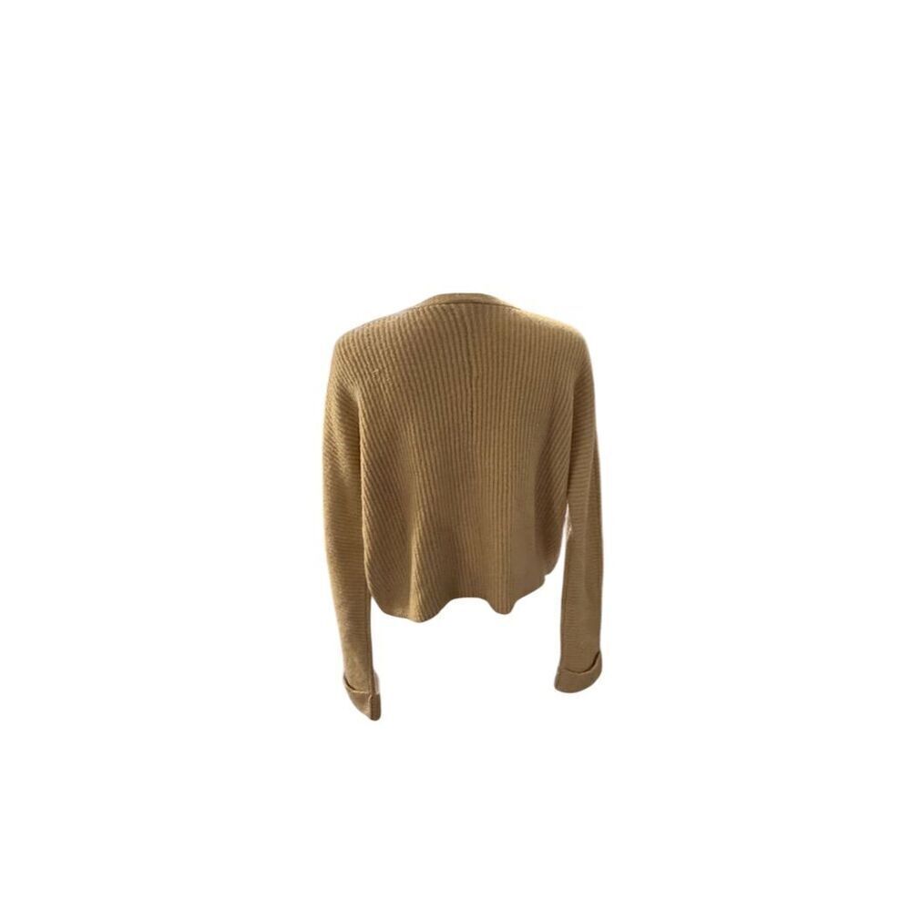Women's Ivory V-Neck Chunky Knit Sweater Size S Long Sleeve Casual Pullover - Picture 4 of 7